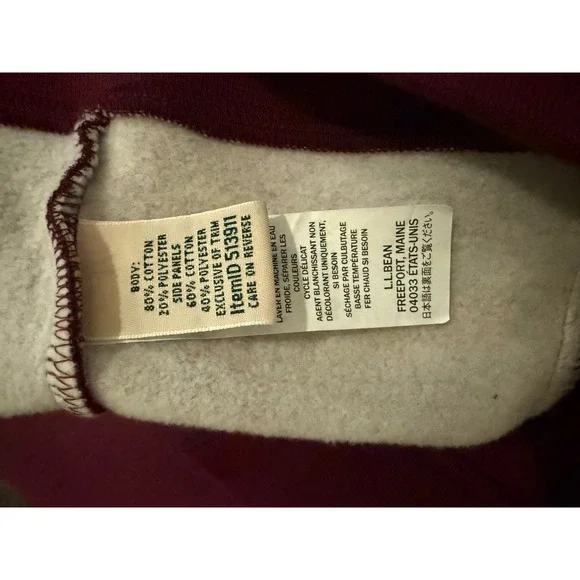 L.L.Bean Quilted Vest Full Zip Sleeveless Jacket Burgundy Layering Large Men's - Picture 5 of 8